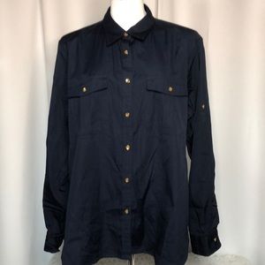 Lauren Ralph Lauren Womans Blouse Navy XL